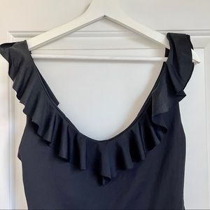 Eberjay So Solid Loreta Black Ruffle One Piece Swim